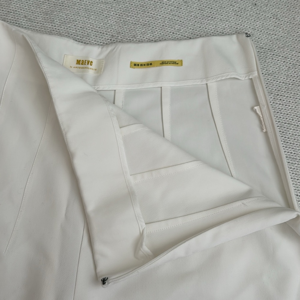Maeve by Anthropologie Clean Crop Wide Leg Trouser Pants White Size 14 - Picture 5 of 8